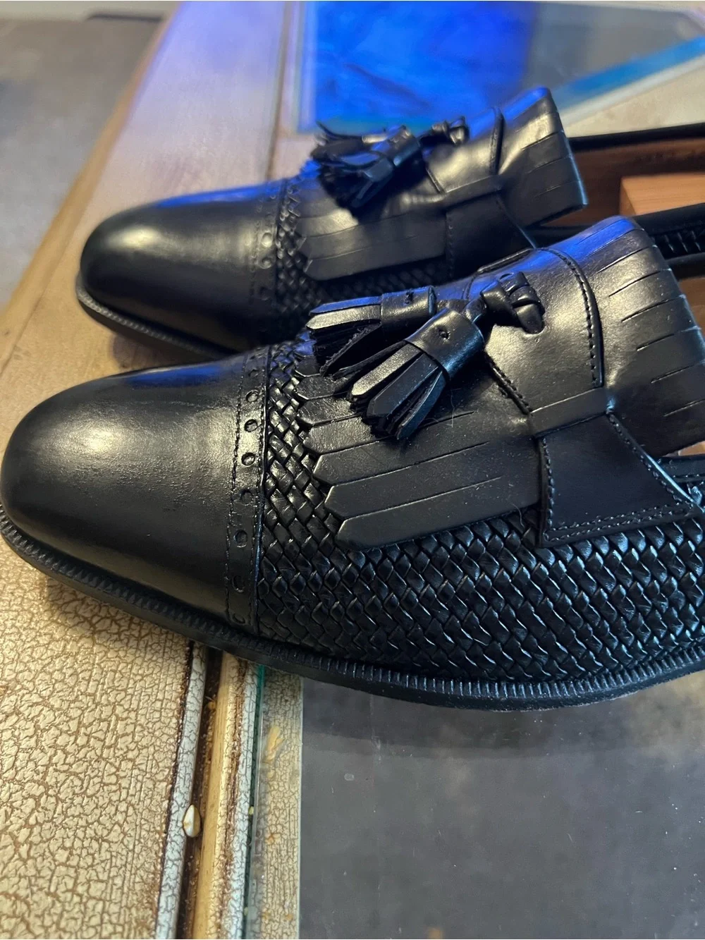 Salvatore Ferragamo Men's Black Tassel Kiltie Leather Loafers 11.5B